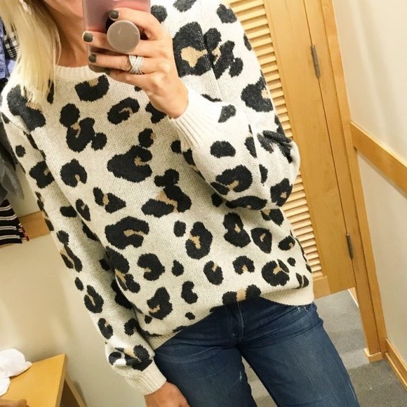 LOFT Leopard Crewneck Sweater - Picture 2 of 8